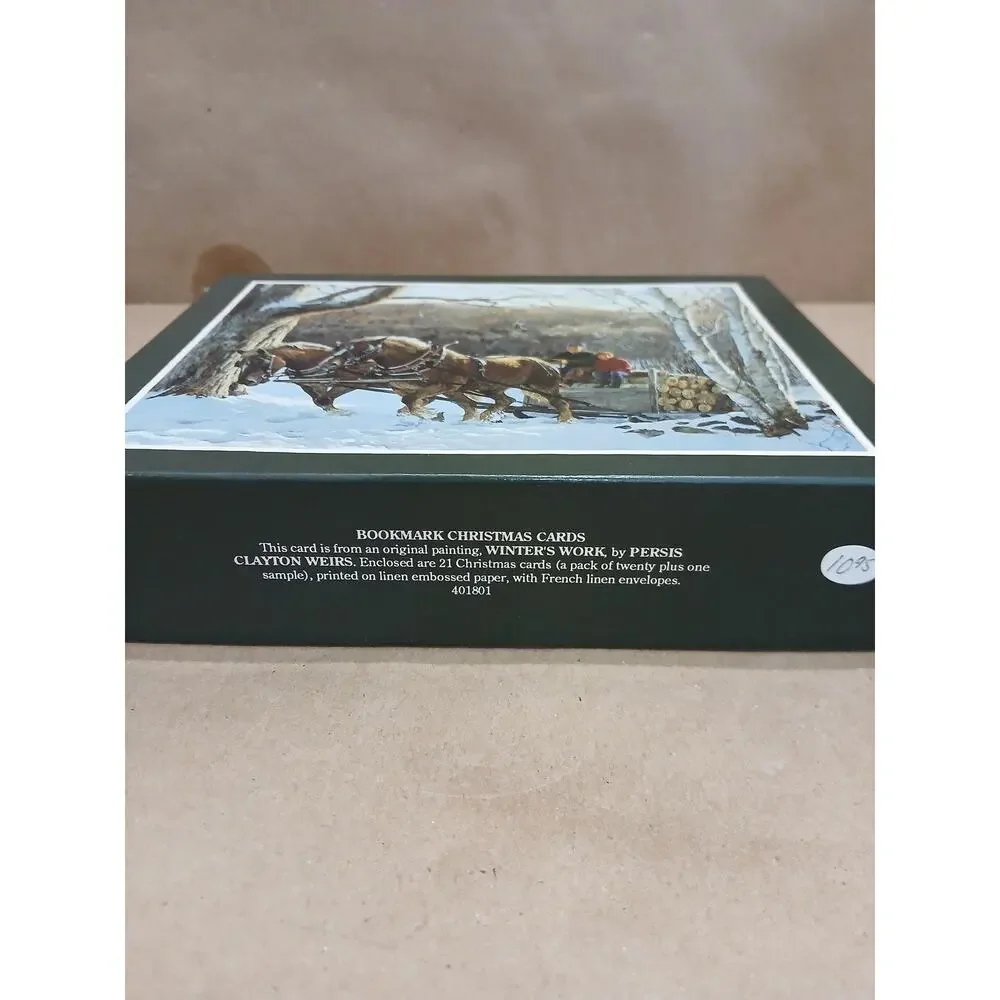 Vintage Bookmark Christmas Cards Persis Clayton Weirs Horses Snow Winter 21 Pack